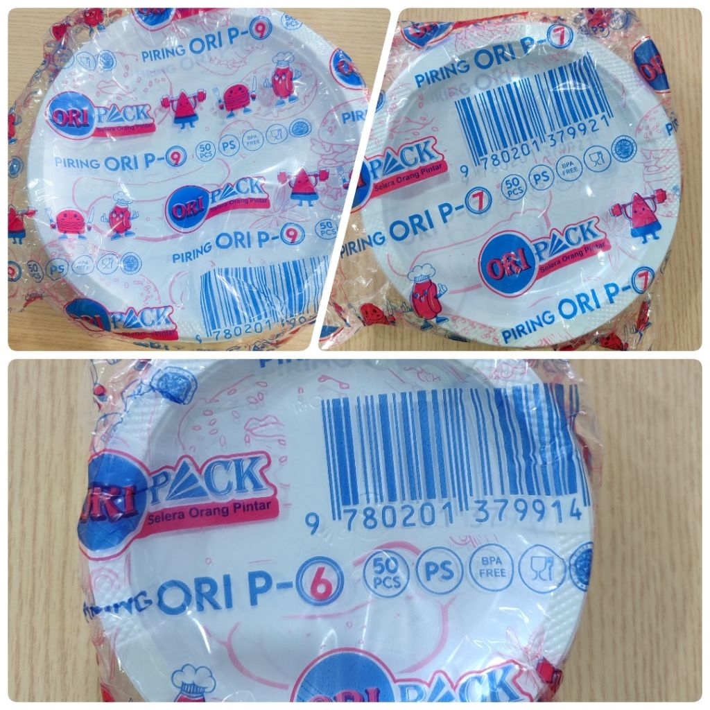 Piring Plastik Putih OriPack /P6/P7/P8/ Bahan HIPS Tebal Tahan Panas Dingin Isi 50 PCS