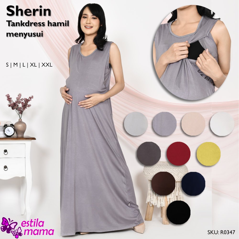 Estila Mama - Sherin tankdress inner gamis hamil menyusui rayon spandex Putih/Coklat/Abu/Biru/Hitam