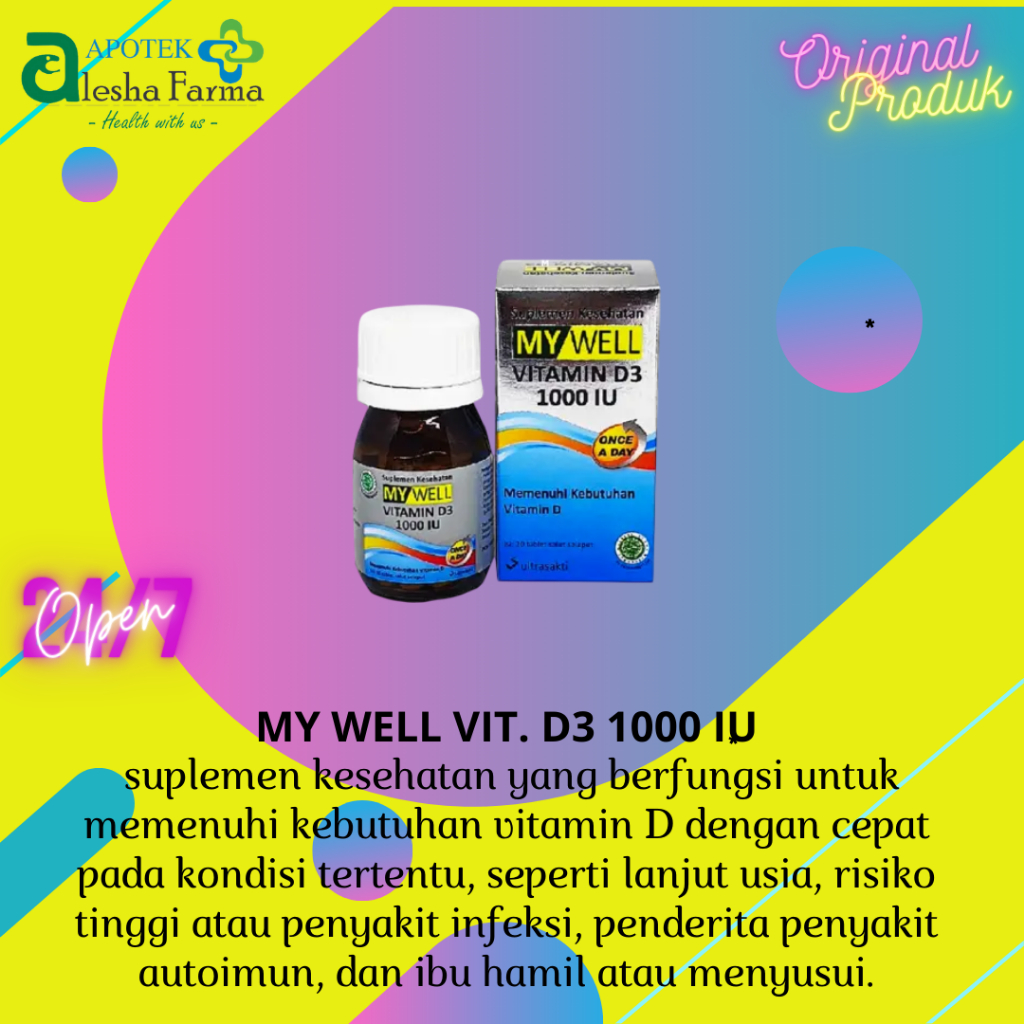 My Well Vitamin D3 1000 IU Botol 20 Tablet | Vitamin D3 1000 IU