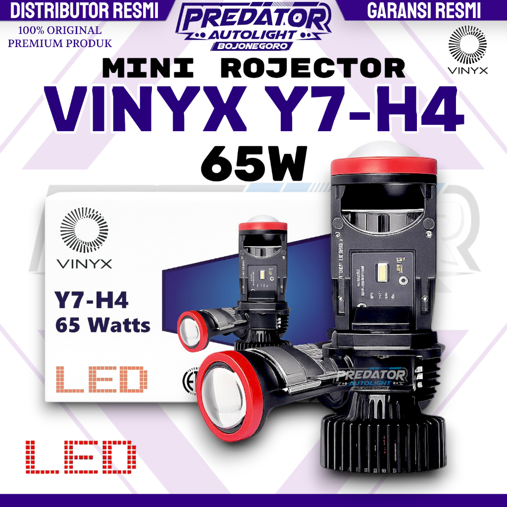 Mini Projector Vinyx Y7-H4 Lampu LED 65W Y7D Projie H4 Mini Projector Lens Lensa Mobil Motor Headlig