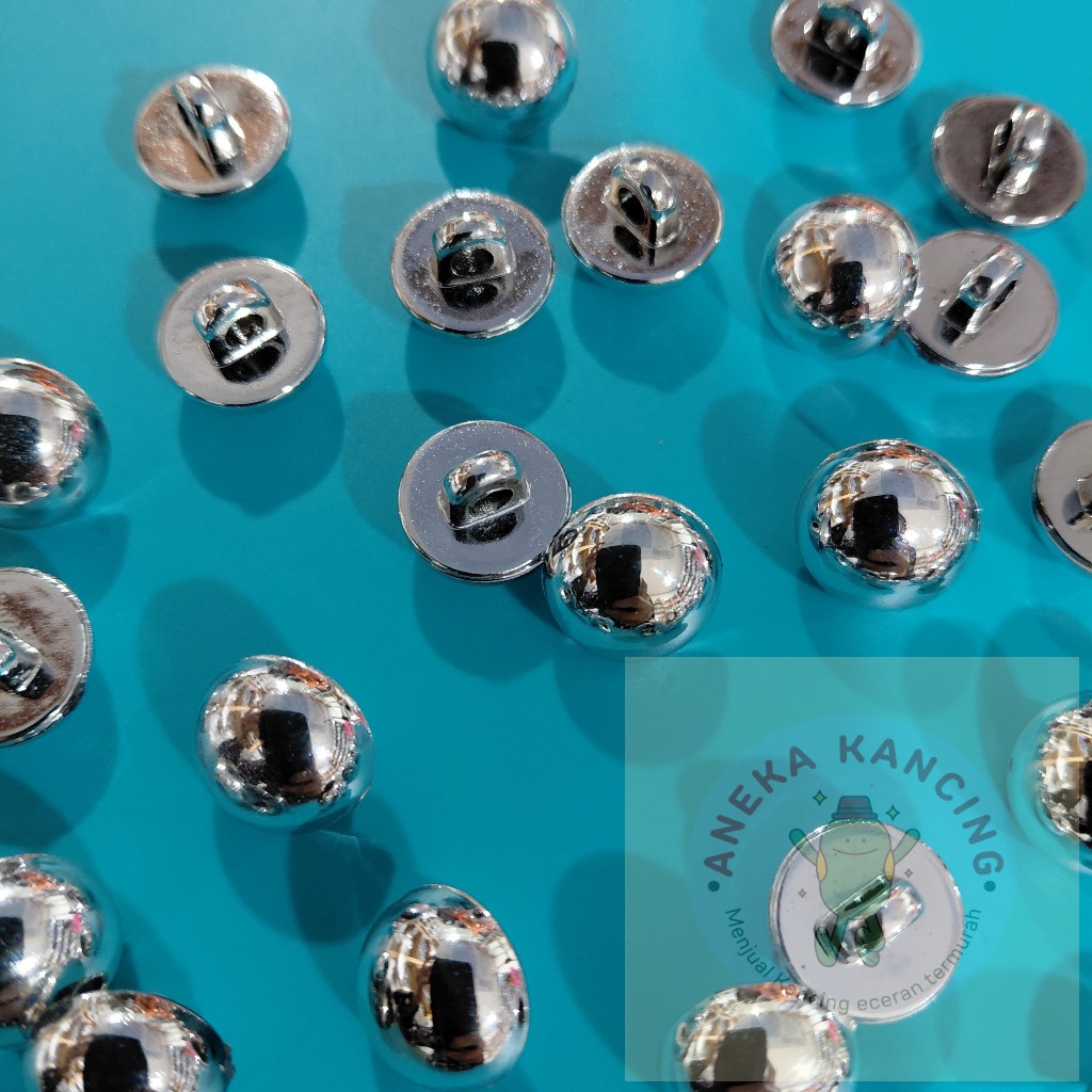 Kancing Jamur SIlver Polos Timbul Ukuran 11mm 13mm / Kancing Jamur Timbul Silver Polos Eceran