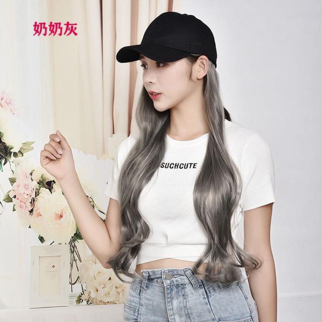 wig topi curly wig base ball