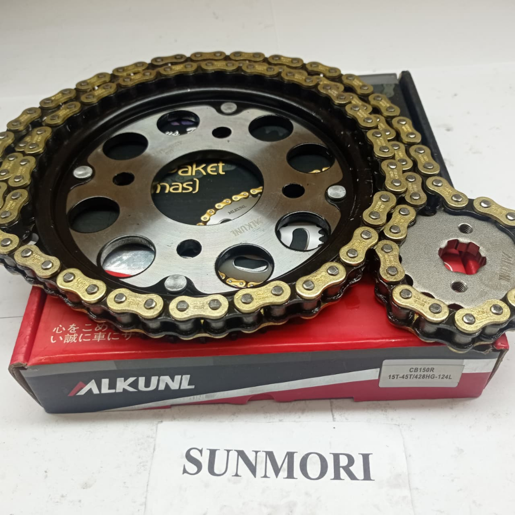 GEAR PAKET GEARSET HONDA CB150 R LED CB 150 2015 CBR 150 LED GOLD MODEL SSS 15T/45T 428HG-124L MERK 