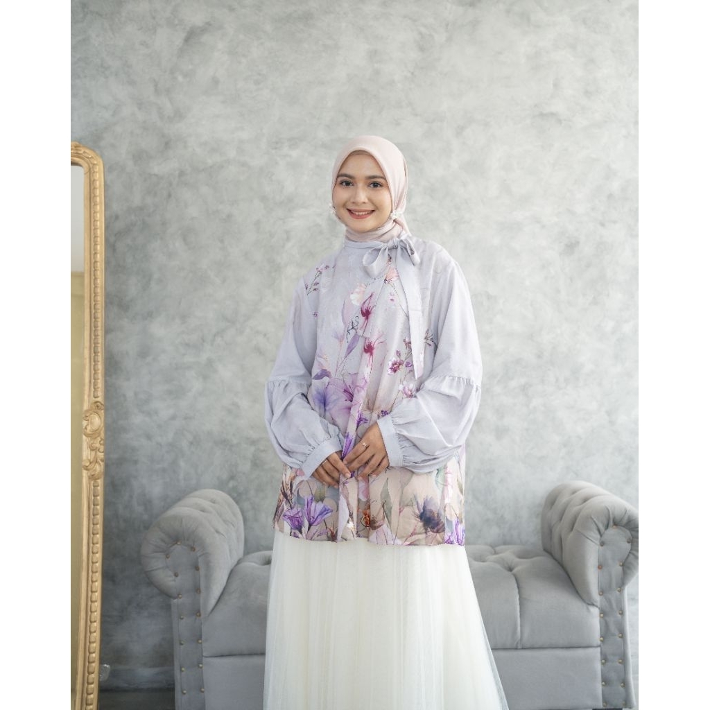 Blouse / Motif Bunga / Elegan / Muslimah / Atasan Wanita / Lebaran / Kondangan