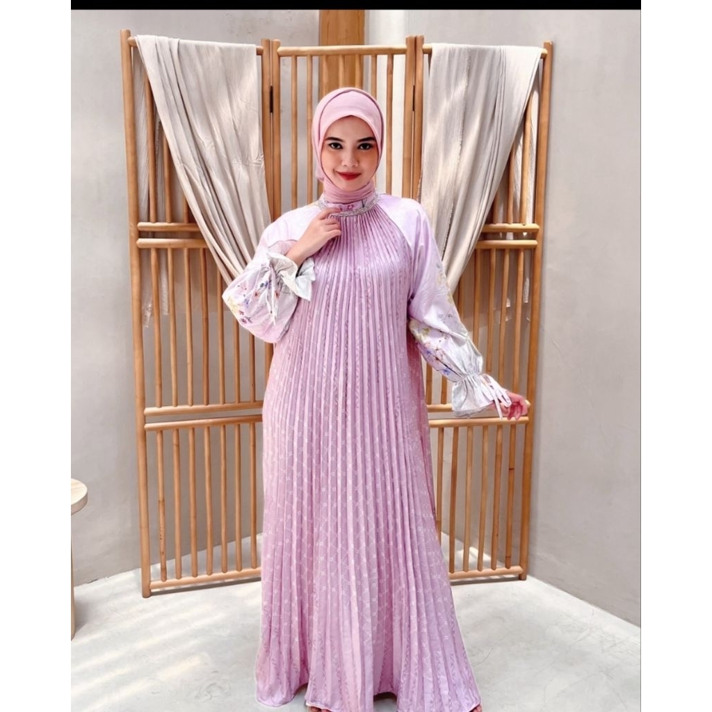 Gamis Plisket / Gaun / Muslimah / Lebaran / Kondangan / Elegan / Mewah / Termurah