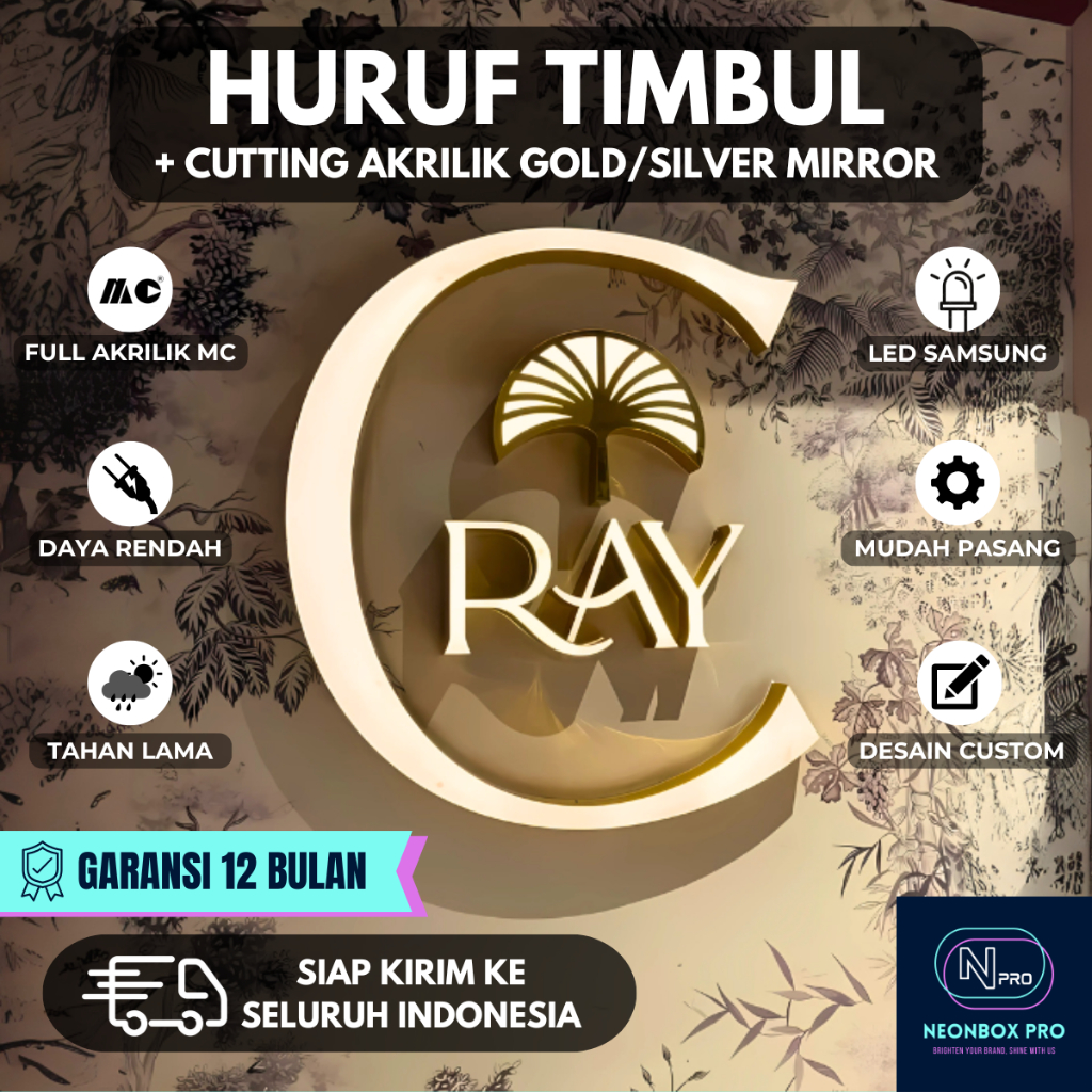 Huruf Timbul Gold/Silver Mirror Estetik | Aesthetic 3D Letter Gold/Silver Mirror | Huruf Timbul Akri