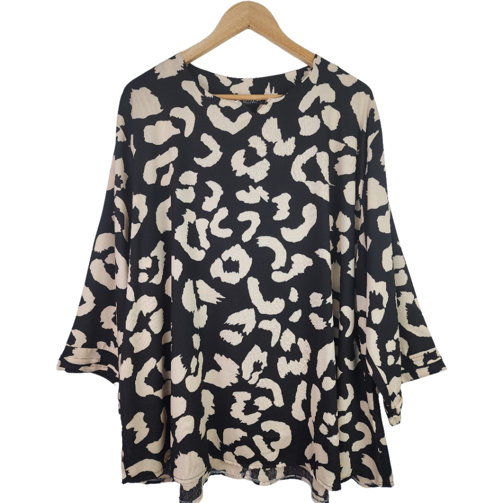 Atasan Blus Wanita JUMBO Oversize LD 110 120 130 CM Rayon adem Motif Leopard Macan 4802#