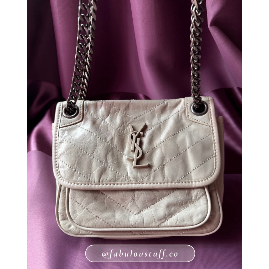 [SALE HANYA HARI INI SIAP KIRIM | REAL PICT] YSL Yves Saint Laurent Niki Size Baby BW Broken White Y