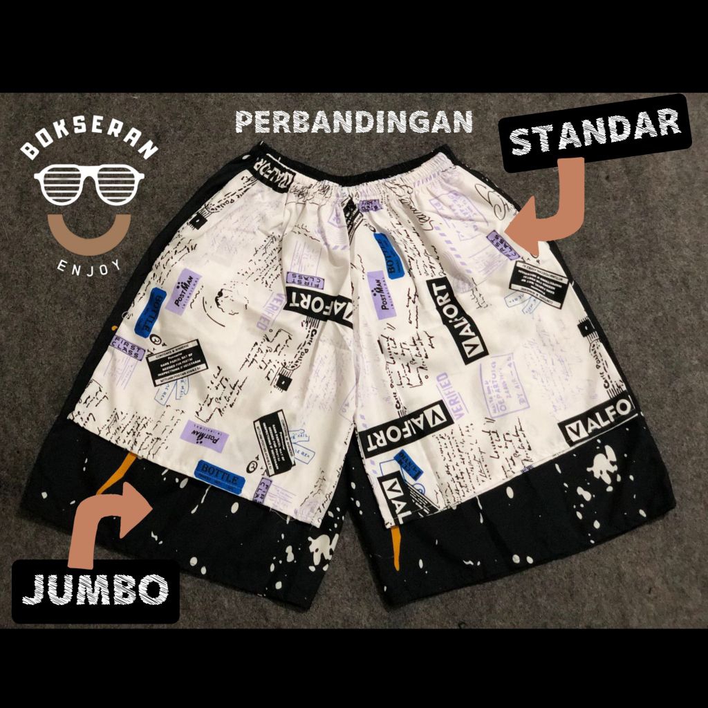 BIG SIZE JUMBO | Celana Pendek Pria Wanita Boxer Motif Remaja Dewasa Unisex Jumbo