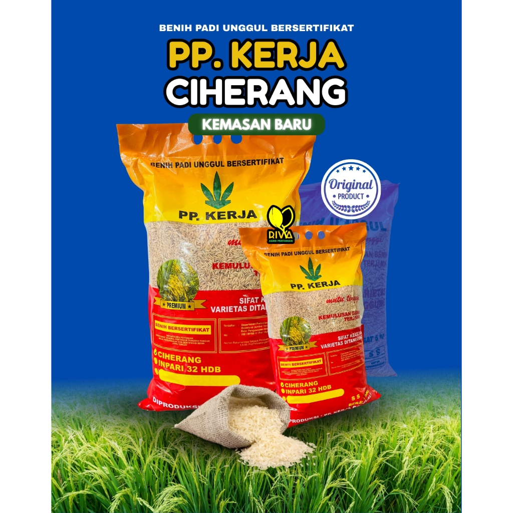 Benih Padi Unggul Berkualitas Bersertifikat isi 5kg Produk dari PP.KERJA - Varietas Ciherang, Inpari