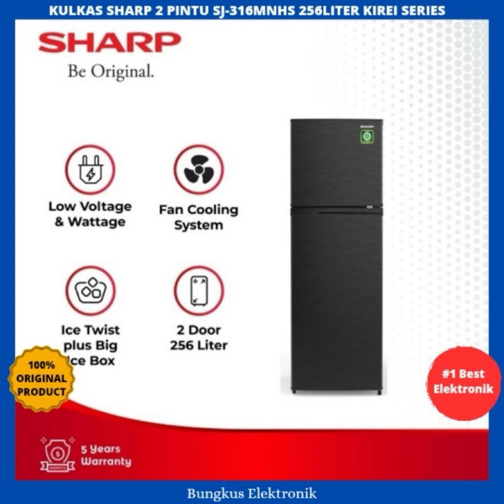 KULKAS SHARP 2PINTU SJ-316MN-HS 256L KULKAS SHARP 2 PINTU SJ-316