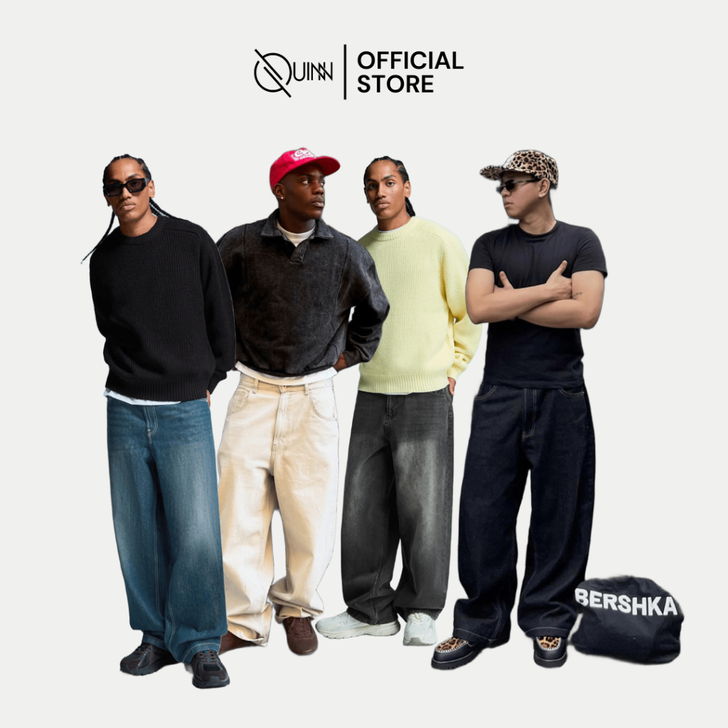 Bershka Super Baggy Jeans / Celana Panjang Pria Korean Style Oversize