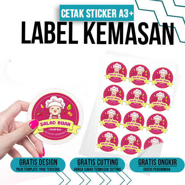 Stiker Custom Label Makanan untuk Kemasan Produk Free Design Free Cutting