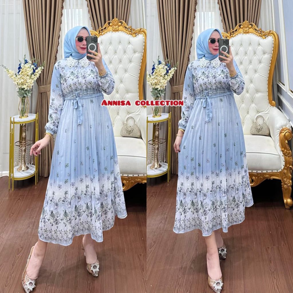 MIDI DRESS/MIDI DRESS MOTIP TERBARU/MIDI DRESS BAHAN CERUTY BABYDOLL/MIDI DRESS TANPA HIJAB