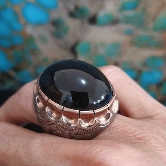 Cincin Akik Yaman Wulung Cibeet Ikat Perak Klasik Pesanan Khusus – Koleksi Premium