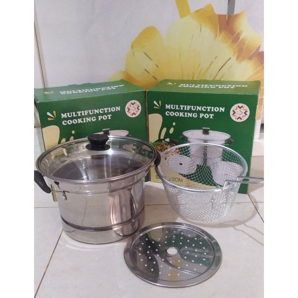 Panci Deep Fry 3in1 SQRS Multifunction Cooking Pot