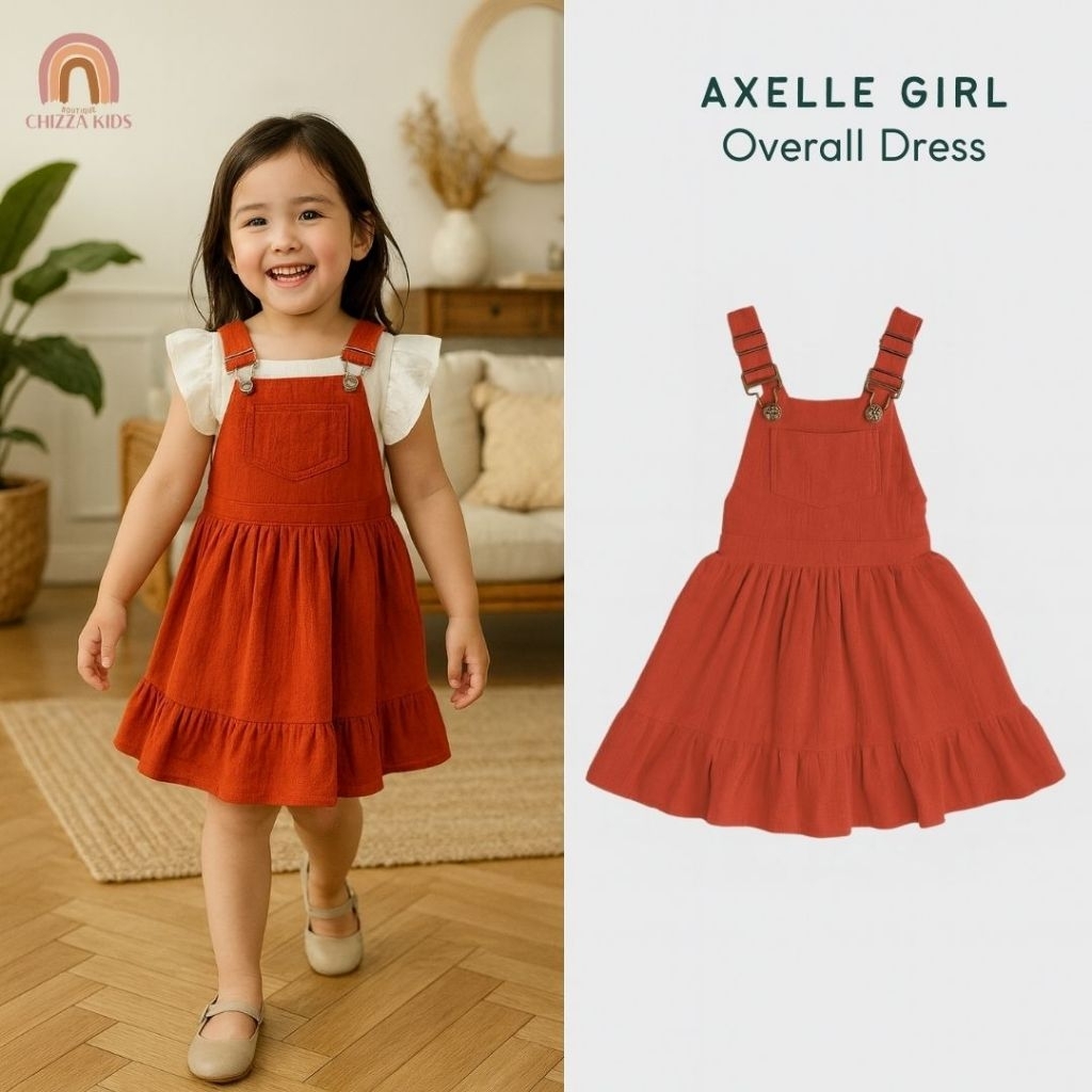 CHIZZA KIDS Axelle Girl Overall Rok Anak Perempuan Bahan Linen Baju Kodok Rok Anak perempuan