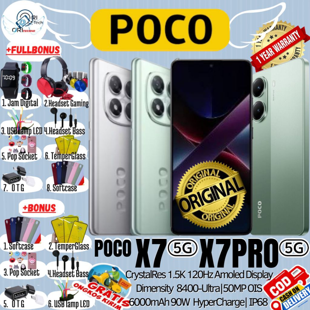 POCO X7 5G | POCO X7 PRO 5G 12/512 - 8/256GB Ram UpTo 24GB BARU ORIGINAL100% GARANSI RESMI