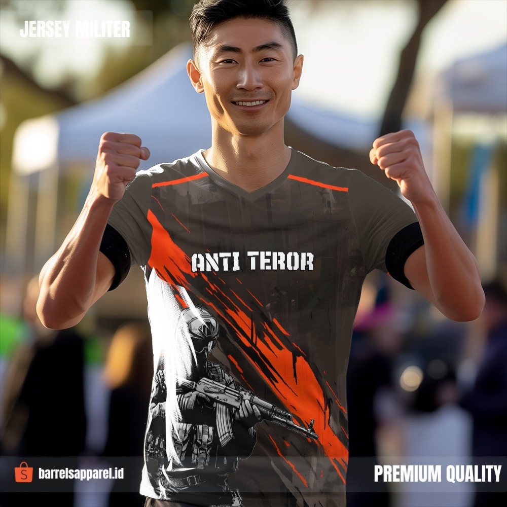 Kaos Jersey Polisi Polri Densus 88 Coklat Orange Motif Abstrak 19