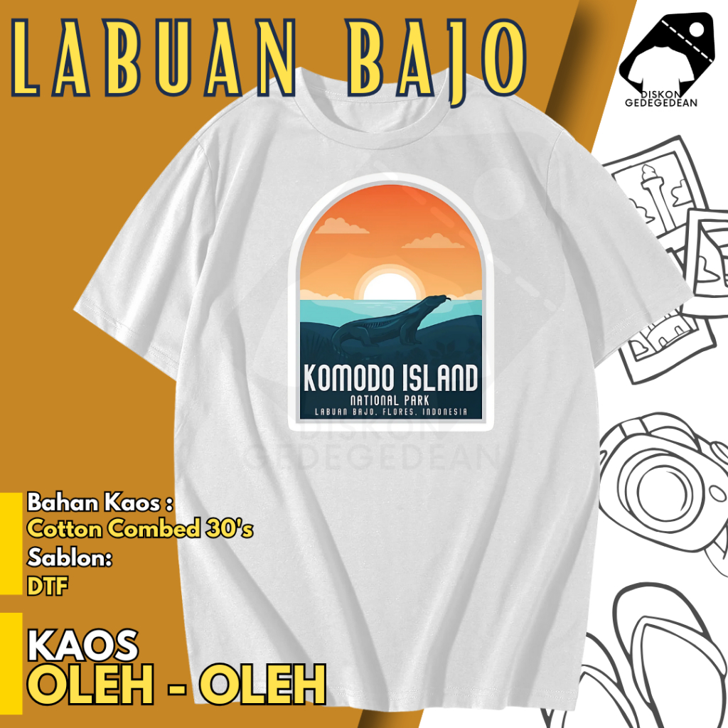 Diskongedegedean Kaos Souvenir Labuan Bajo Baju Tshirt Oleh Oleh Kota Indonesia Labuan Bajo Dewasa A