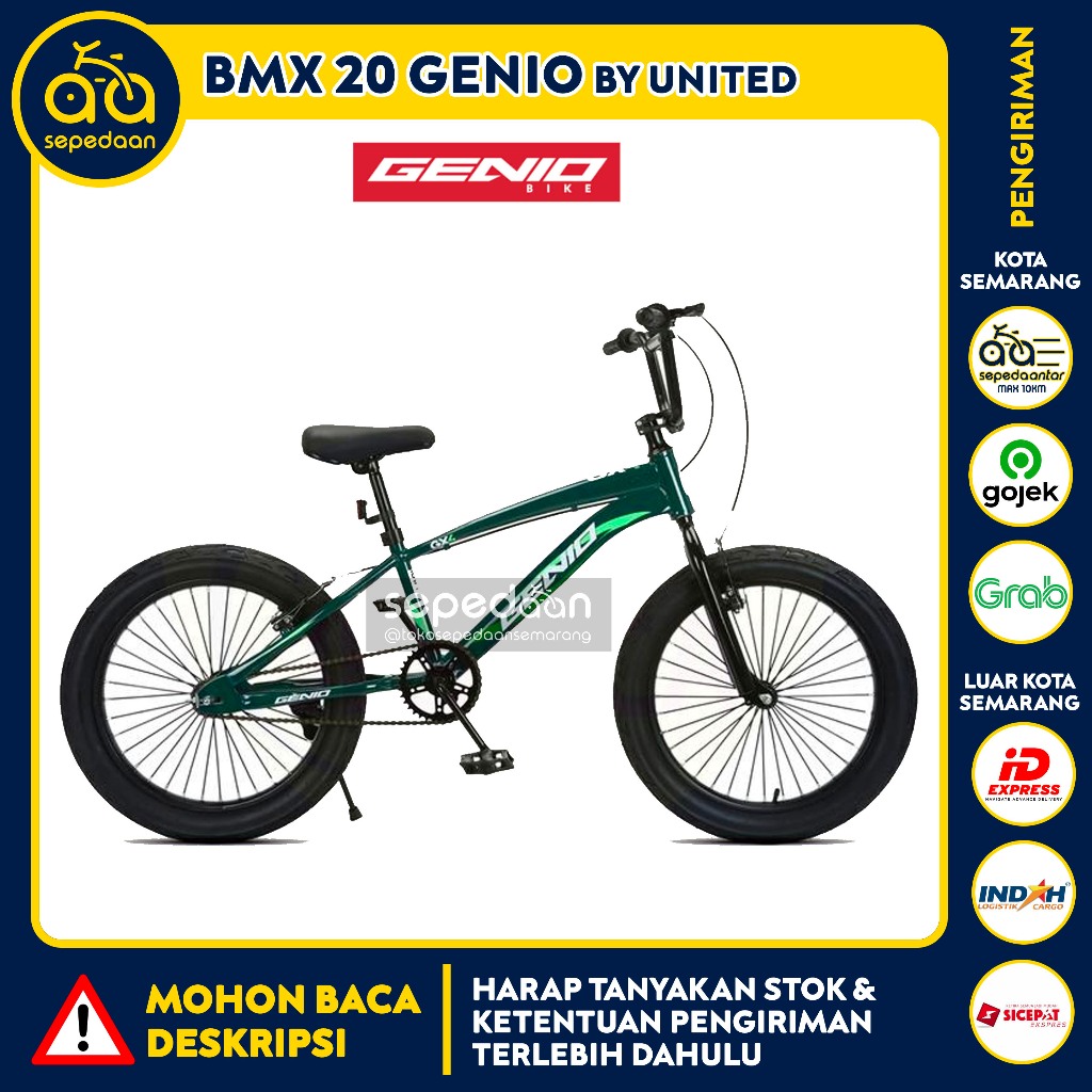 Sepeda Anak Dewasa BMX 20 GENIO by United - Ban Jumbo 3.0 Cowok Laki-laki