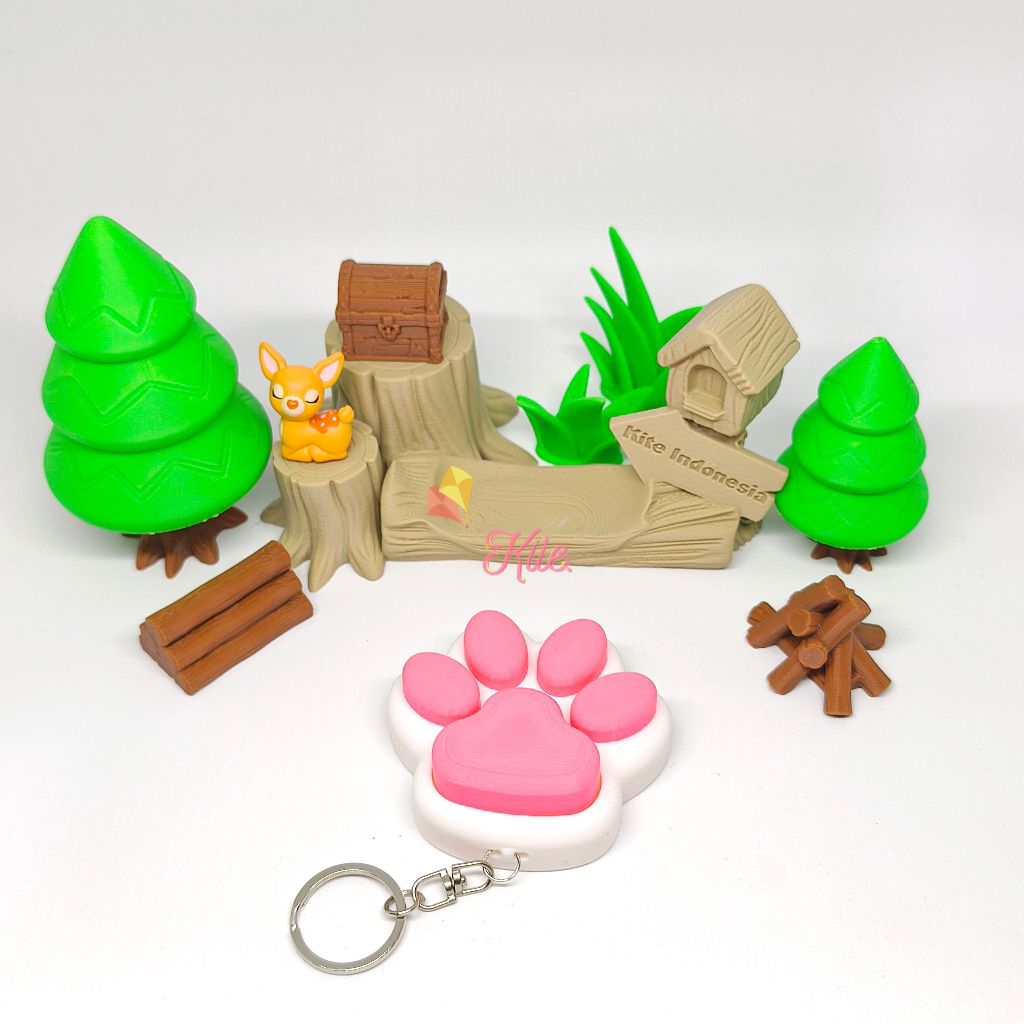 [KITE.ID] Gantungan Kunci Fidget Clicker Paw Kucing - Clicker Paw - Fidget Clicker - Paw Kucing - 3D