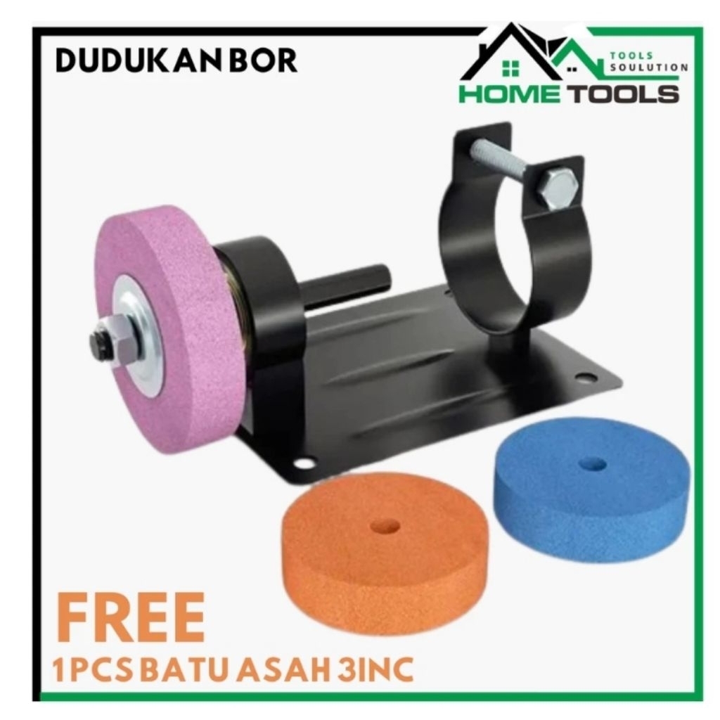 Dudukan bor tangan jadi gerinda stand holder bor portable FREE Batu Asah Gerinda 3 Inch Poles Mini G