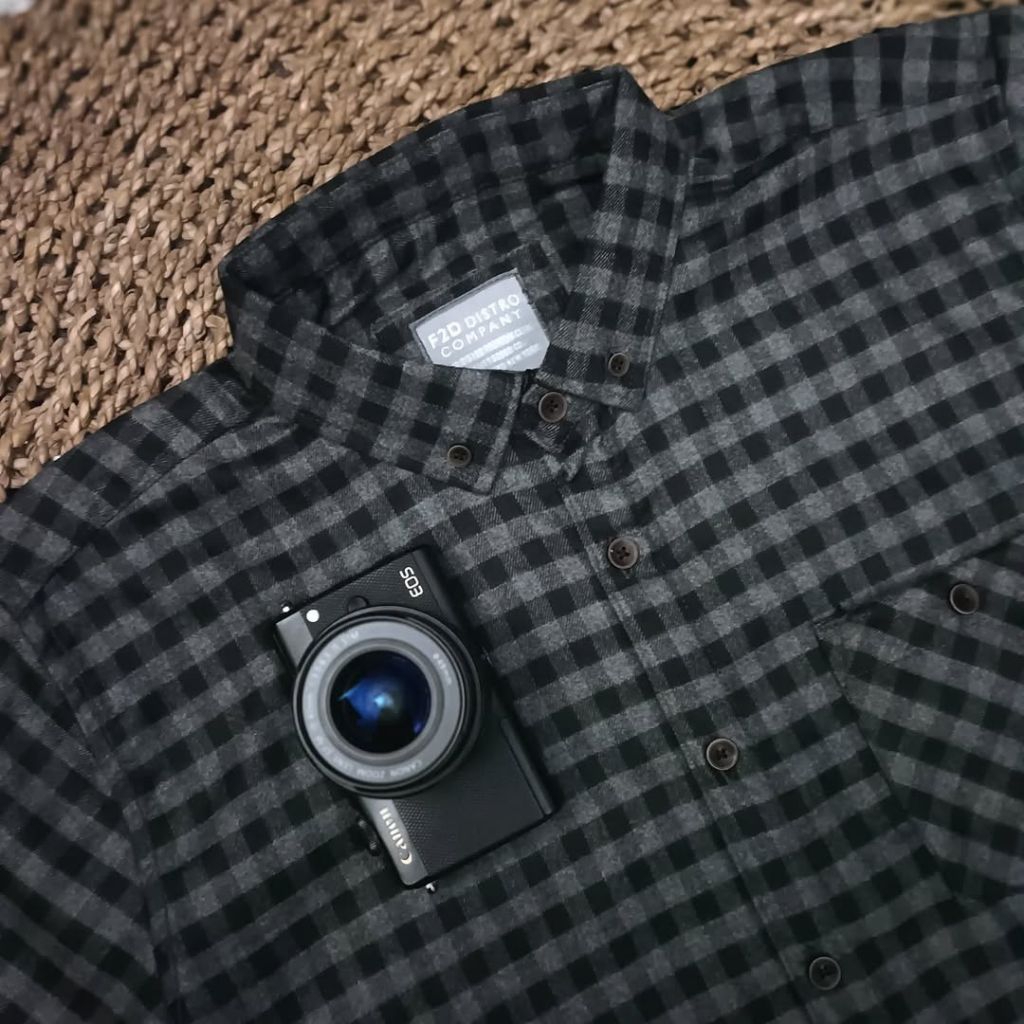 F2D Kemeja Flanel Blue Denim Brown Elegant Best Seller / flanel/hem pria/ flanel pria/ kemeja flanel