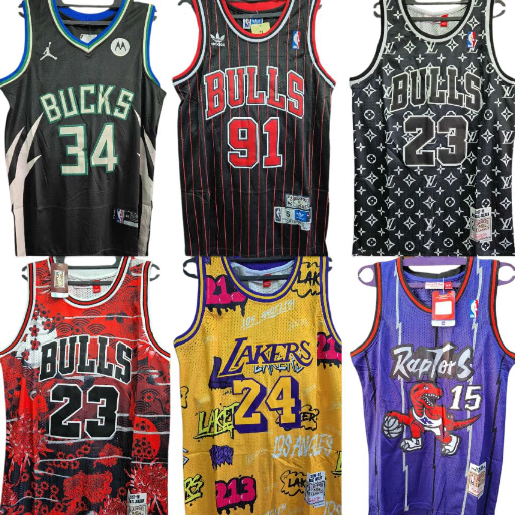 JERSEY BASKET PRIA TERBARU GRADE ORIGINAL LAKERS BULLS SWINGMAN JERSEY BIG SIZE CUSTOM