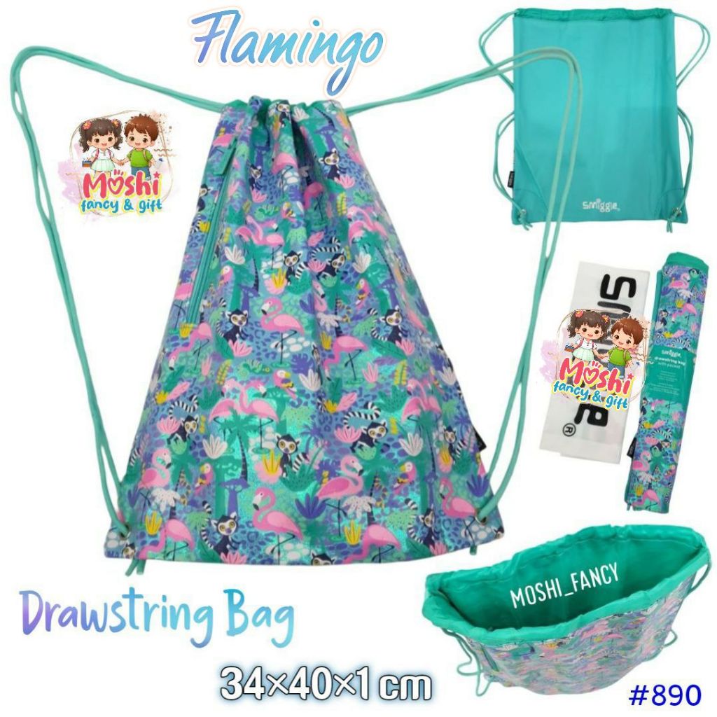 Tas Drawstring / Tas Serut Renang Sport Les / Tas Serut Anak Perempuan dan Anak Laki-Laki - Flamingo