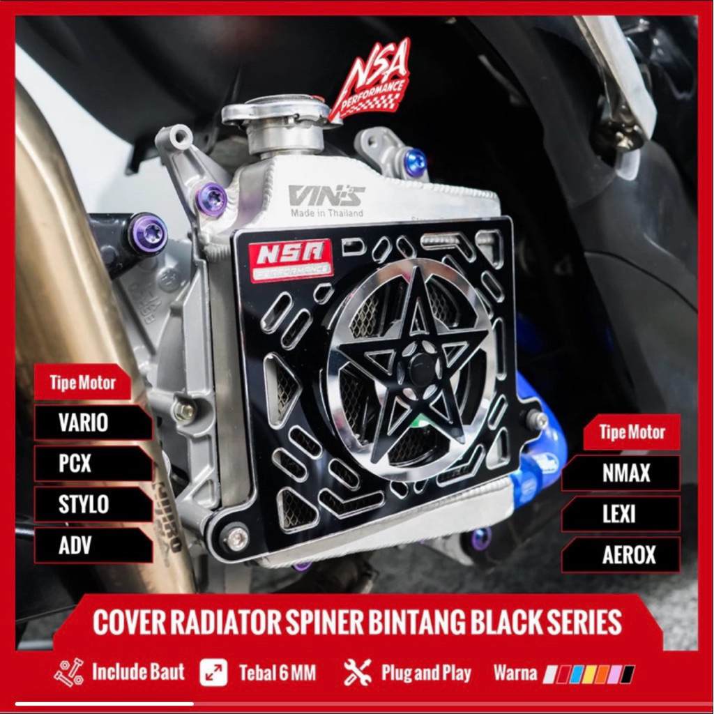 Cover Radiator Spinner Bintang Black Series NSA PERFORMANCE