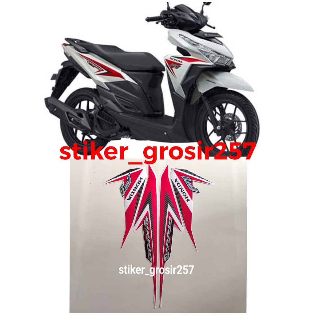 STIKER STRIPING LES LIST BODY MOTOR HONDA VARIO TECHNO 125 2015 VARIO LED OLD PUTIH MERAH
