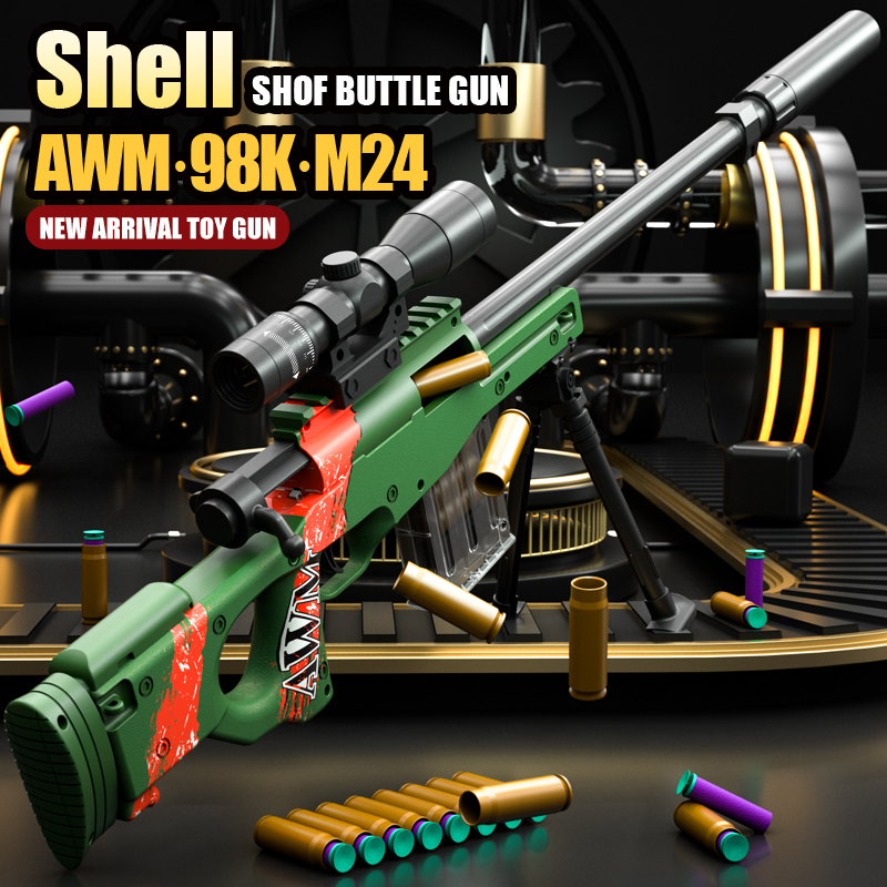 -IKIAELO- 98K Barrett Sniper Simulasi Shell Ejection Soft Bullet Gun AWM Barrett Simulasi Gun Soft