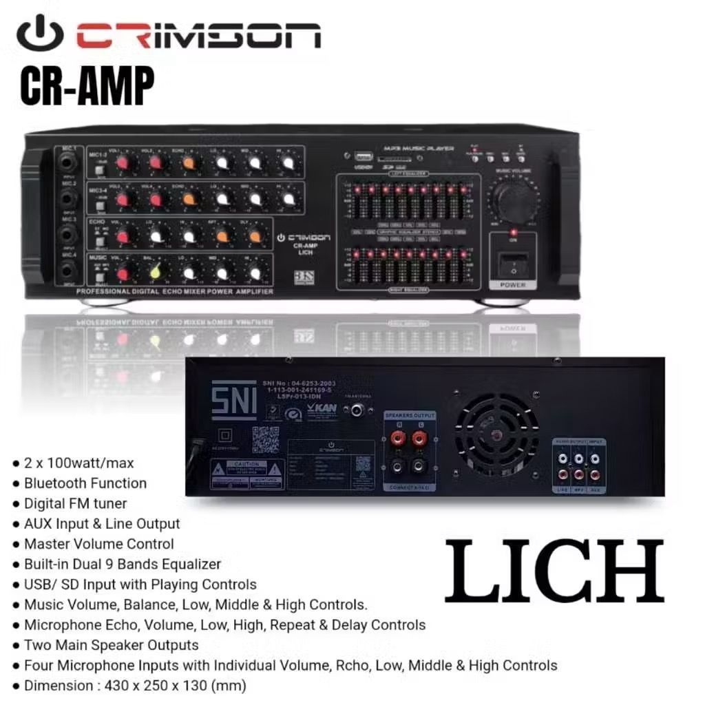 ￼POWER AMPLIFIER BLUETOOTH 200 Watt CRIMSON - LICH