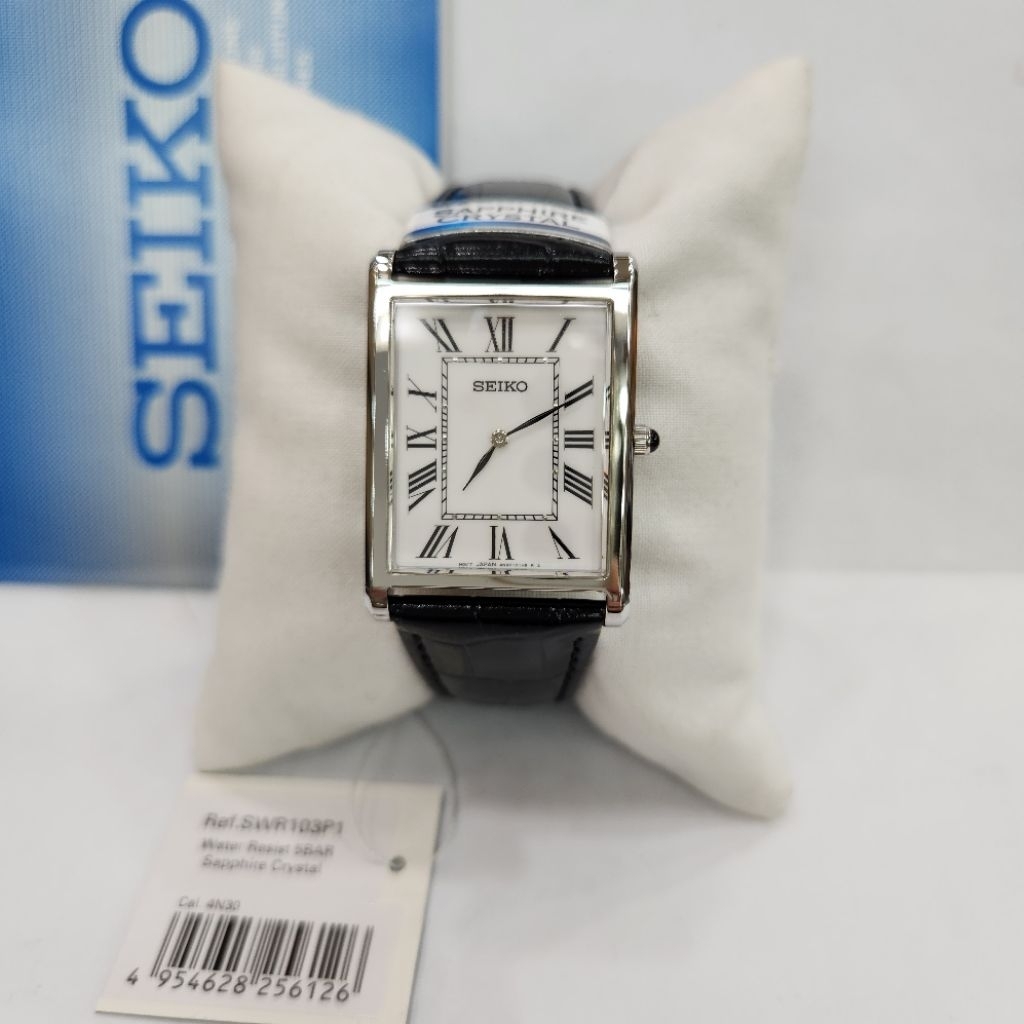 Seiko SWR103P1 Swr103 Classic Man Quartz Leather Strap Tank