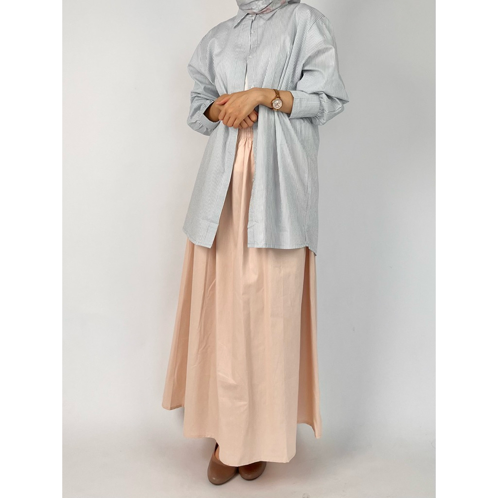 AMITAÉ Studio - Cotton Skirt | Rok Katun Panjang Warna Krem Beige | Rok Polos | Rok Motif Bordir | B
