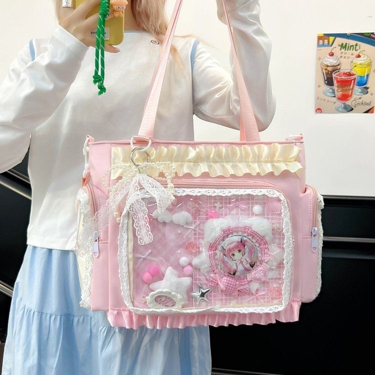 Tas Selempang Transparan Baru Korea, Kapasitas Besar, Gaya Jepang, Cute Anime, Tas Bahu Dopamin
