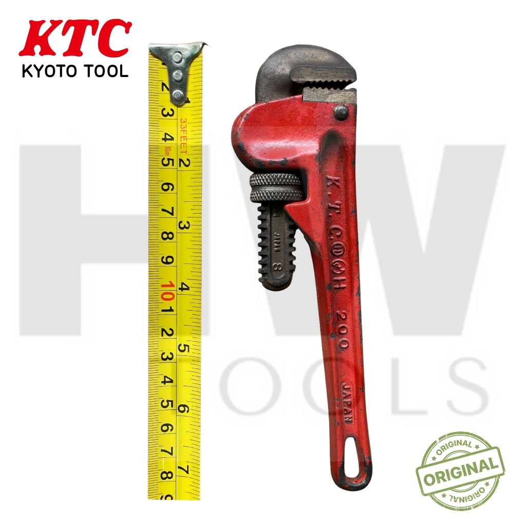 KTC Kyoto Tool Pipe Wrench 200mm 8 Inch Original Japan Kunci Pipa Adjustable Heavy Duty Perkakas Ben