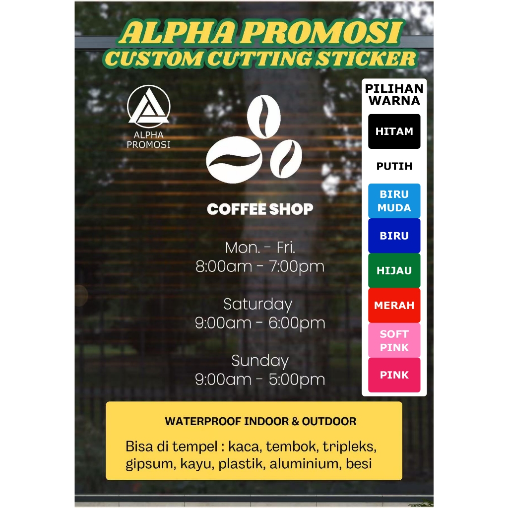 Sticker Jendela Dinding | Sticker Pintu Kaca | Sticker Kaca | Prakter | Custom | Sticker Cafe ORACAL