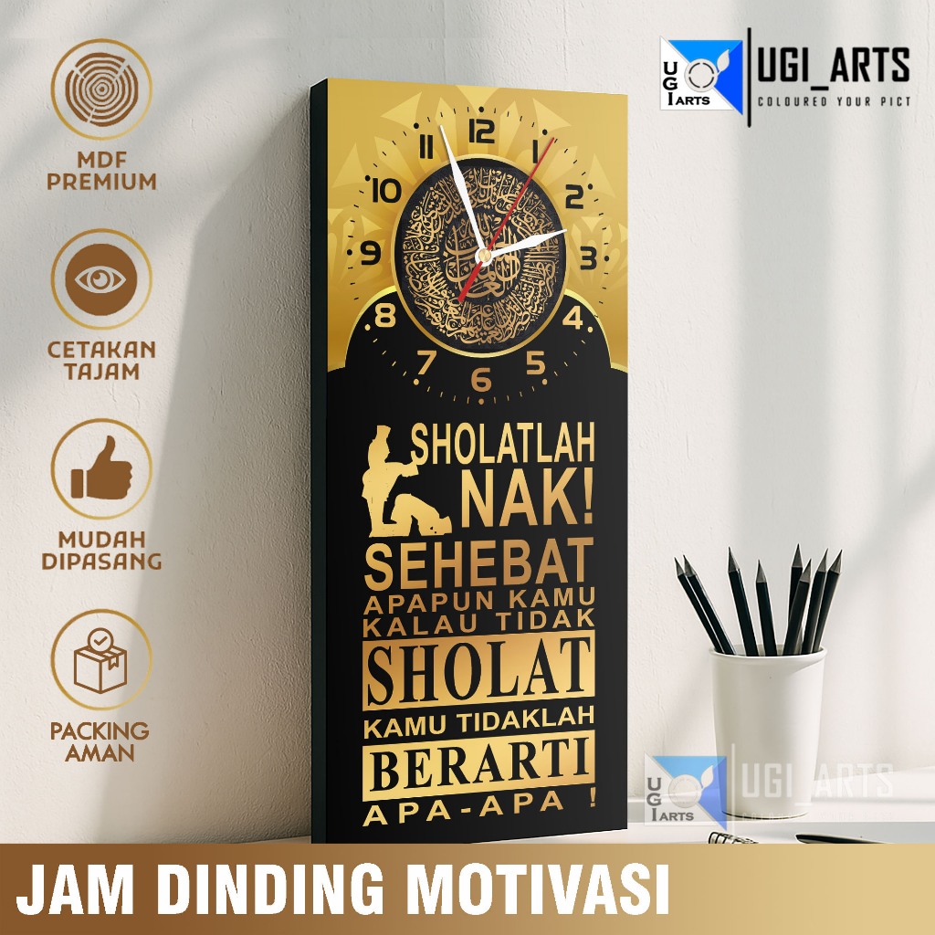 Jam Dinding Islami Sholatlah Nak | Jam Dinding Quotes Motivasi Islami Aesthetic Minimalis