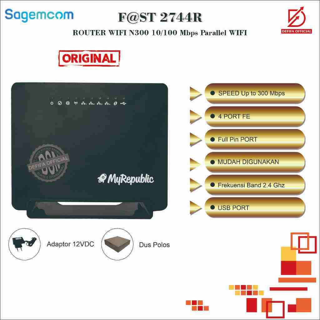 Modem Router Wireless WiFi MyRepublic Sagemcom Fast F@st 2744R 3G NAS Storage