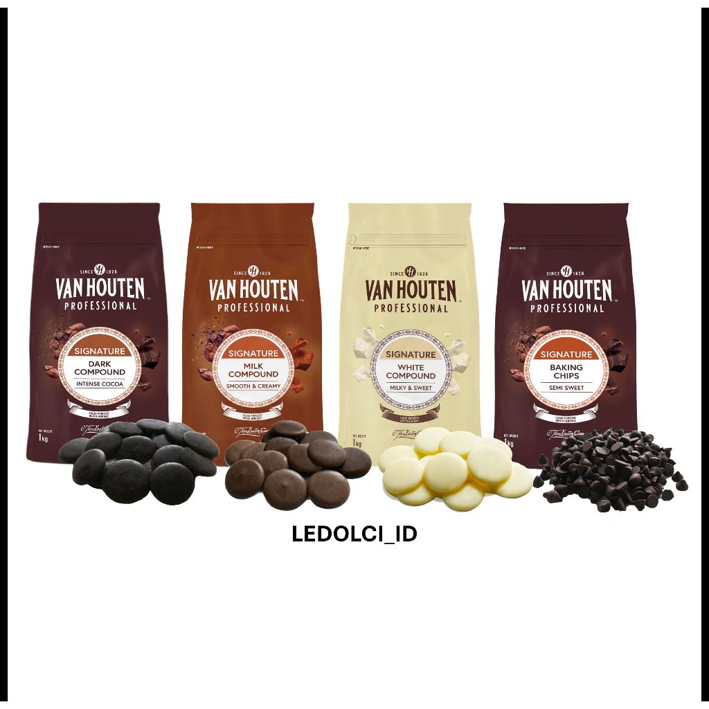 VAN HOUTEN COIN COMPOUND 1 KG PROFESSIONAL / COKLAT COIN DARK MILK WHITE CHOCOLATE 1KG