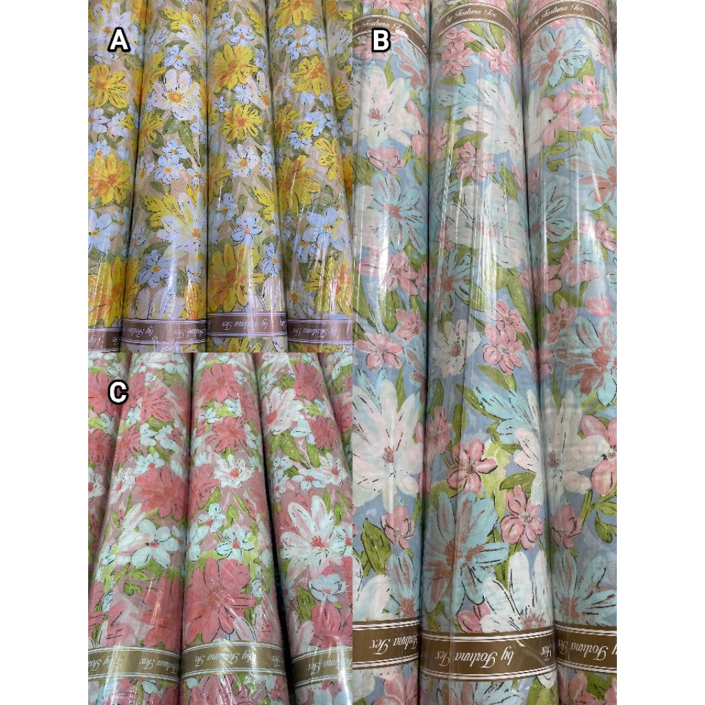 Bahan kain rayon motif bunga kain rayon viscose premium