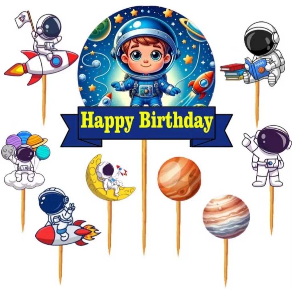 Topper kue/hiasan kue ulang tahun//karakter Astronot