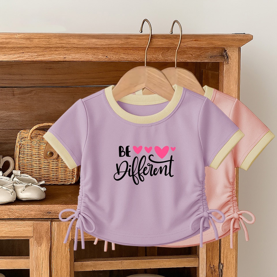 Baju Crop Atasan Anak Cewek Be Different Kaos Perempuan Korean Look Usia 1-12 Tahun
