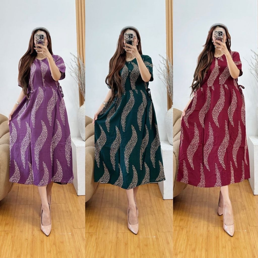 Dress Chibi Wanita Kekinian Pakaian wanita Masa Kini Daster Busui Dress Busui Frendly Dress Midi Rem