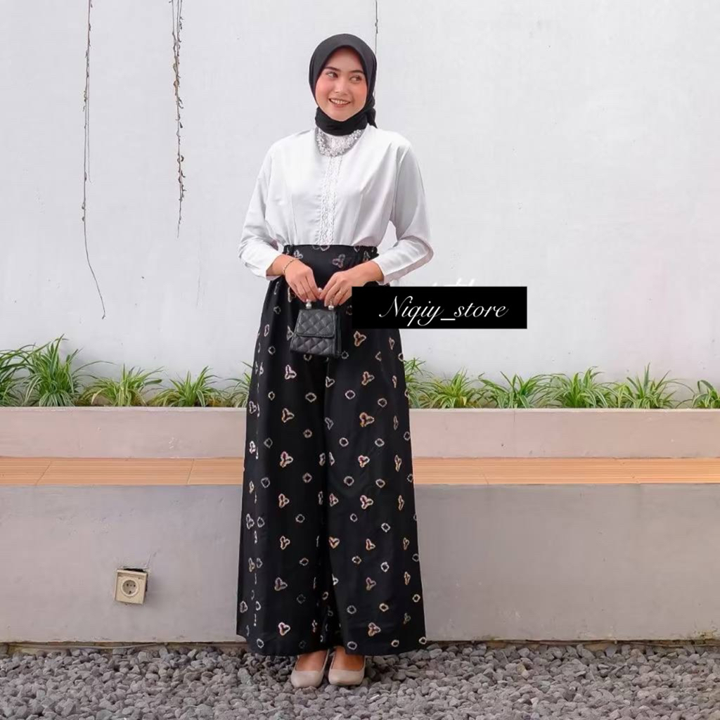 CELANA KULOT BATIK MOTIF JUMPUTAN SHIBORI OOTD MOTIF TERBARU