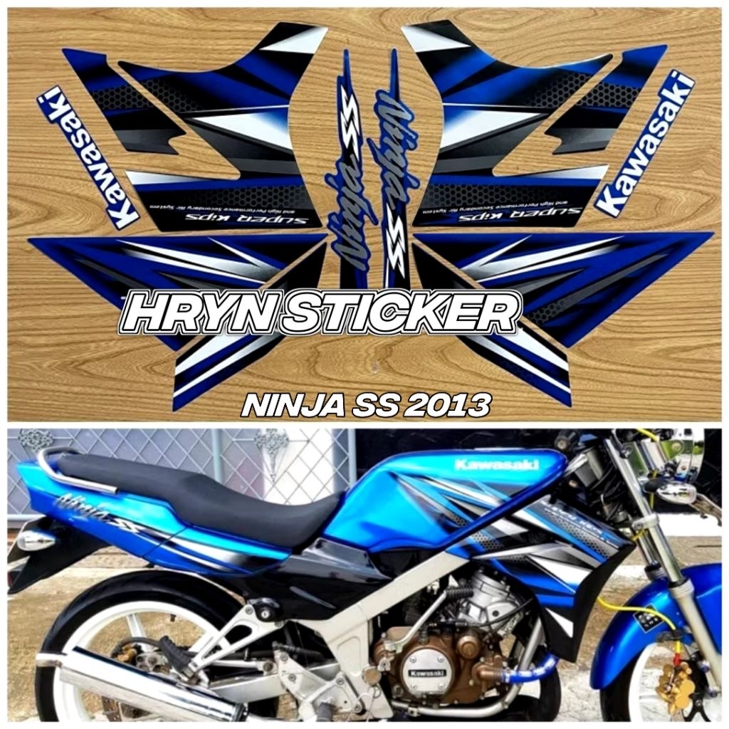 striping ninja ss 2013 biru glossy laminasi anti gores - sticker ninja ss 2013 biru