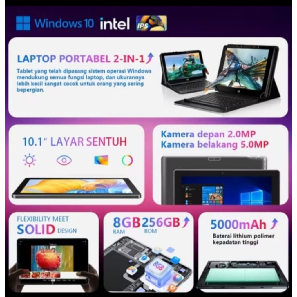 NEXFUN 10.6" LAPTOP TOUCHSCREEN RAM 8 GB ROM 256 WINDOWS TABLET INTEL