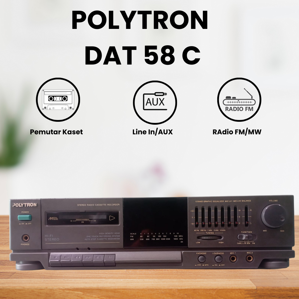 Elektronik Bekas Tape deck POLYTRON DAT 58 C Tip Dek Bekas Elektronik Bekas Radio Tape Deck Jadul